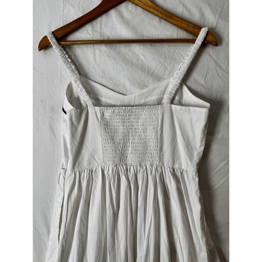 J Crew Corset Midi Dress Women’s 6 White Cotton Contrast Trim Spaghetti Straps - Picture 4 of 8